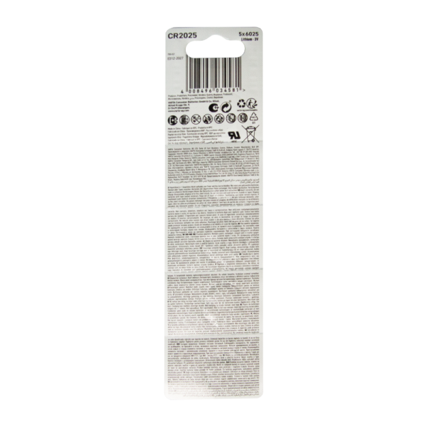 Батарейка Varta ENERGY CR2025 BL5 Lithium 3V (6025) (5/100/500)