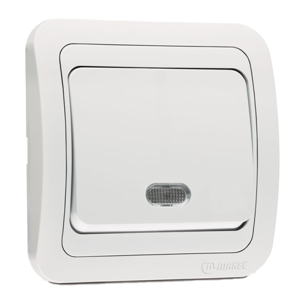 Выключатель Makel Light Mimoza 1-клав.10A пластик белый 12021 (1/12)