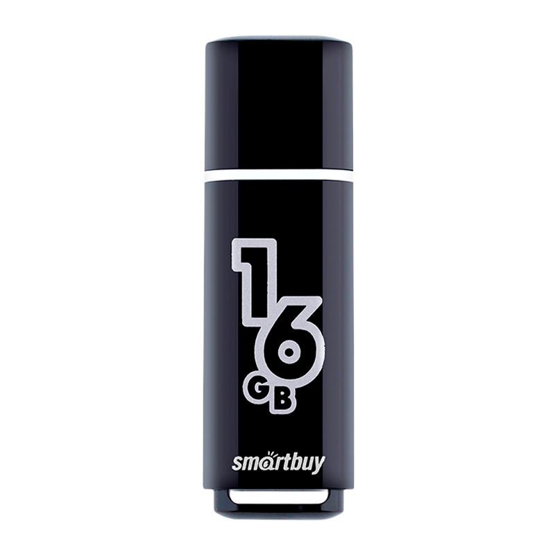 Флеш-накопитель Smartbuy Glossy 16GB USB2.0 пластик черный