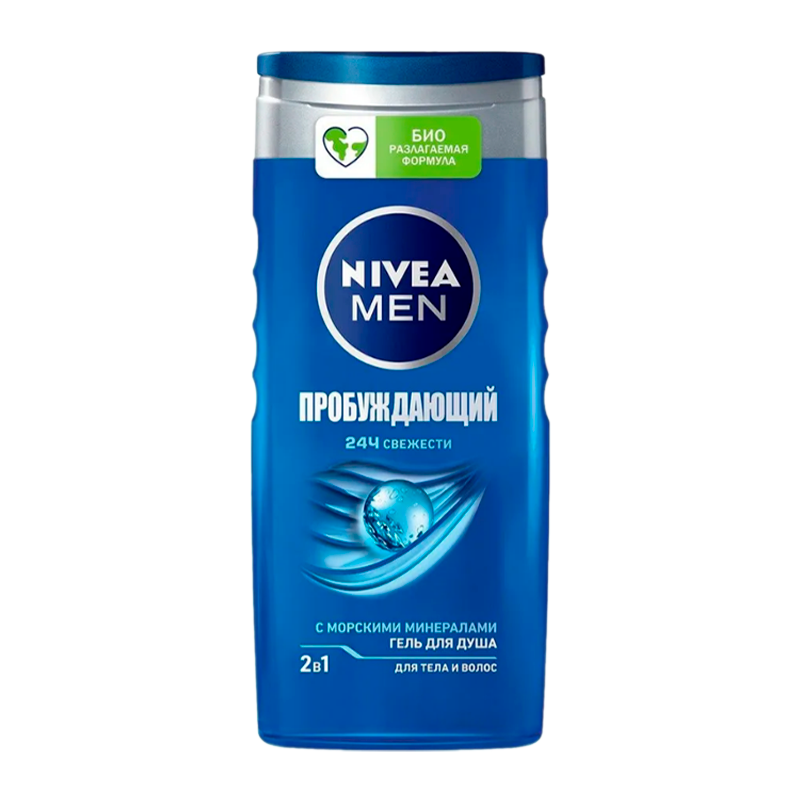 Гель для душа мужской Nivea Пробуждающий 2 в 1 250мл (1/12)