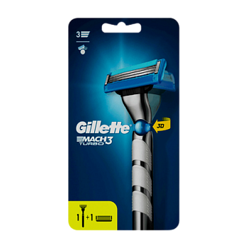 Бритва Gillette "MACH3 TURBO 3D" 3 лезвия 2 кассеты ENG (1/6)