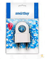 Вилка электрическая Smartbuy Б/З 6A IP20 плоская с кольцом белый (1/120)