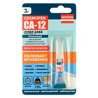Супер-клей COSMOFEN CA-12 3г BL1 (на крючок) тюбик (1/24) 