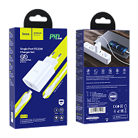 Сетевое З/У HOCO N14 Type-C 20W PD3.0 с кабелем Type-C-Lightning белый (1/12/120)