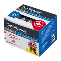 Батарейка GoPower LR6 AA BOX20 Shrink 4 Alkaline 1.5V (4/20/640)