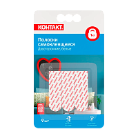 Полоски самоклеящиеся Контакт 1кг двусторонние белые 9шт.