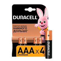 Батарейка Duracell Basic LR03 AAA BL4 Alkaline 1.5V (4/40/48/192/29184)