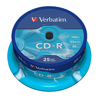 Диск CD-R Verbatim Inkjet print 52x 80min 25шт. cake box (25/200)