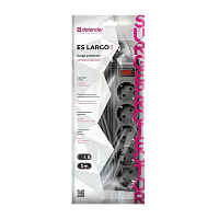 Сетевой фильтр Defender ES largo 3 5р.С/З 10A 3.0м 125 Дж черный (1/30)