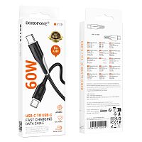 Кабель Borofone BX119 Type-C (m)-Type-C (m) 1м 3.0A 60W ПВХ PD3.0 черный (1/360)