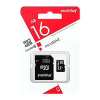 Карта памяти microSD Smartbuy 16GB Class10 10 МБ/сек с адаптером