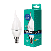 Лампа светодиодная Camelion CW35 E14 10W 6500К 170-265V свеча на ветру матовая (1/10/100)