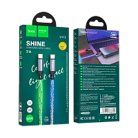 Кабель HOCO U112 Type-C (m)-Type-C (m) 1м 2.4A ПВХ серый (1/22/220)