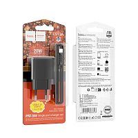 Сетевое З/У HOCO CS13A Type-C 3.0A 20W PD,QC,FCP,AFC с кабелем Type-C/Type-C черный (1/28/168)