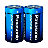 Батарейка Panasonic GENERAL Purpose R20 D Shrink 2 1.5V (2/24/288) (ЕСТЬ ЗАМЕНА арт R20BE/2BP)