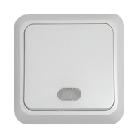 Выключатель Прогресс Fit 1-клав.10A Негорючий ABS пластик с индикатором белый (1/10/200)