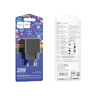 Сетевое З/У HOCO CS14A 1USB+1Type-C 20W PD,QC черный (1/28/168)
