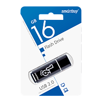 Флеш-накопитель Smartbuy Glossy 16GB USB2.0 пластик черный