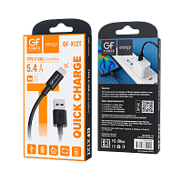 Кабель GFPower X12T USB (m)-Type-C (m) 1.0м 5.4A ПВХ черный (1/120/480)