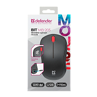 Мышь беспроводная Defender MB-205 BIT классическая USB черный (1/40) 