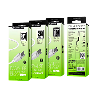 Кабель Borofone BX14 USB (m)-microUSB (m) 1.0м 2.0A ПВХ белый (1/360)