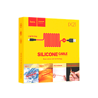 Кабель HOCO X21 USB (m)-Lightning (m) 1м 2.0A силикон красный черный (1/29/174)