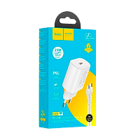 Сетевое З/У HOCO N22 Type-C 3.0A 25W PD3.0 с кабелем Lightning/Type-C белый (1/12/120) 