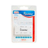 Картридер Smartbuy 750 USB2.0 SD/microSD/MS/M2 Combo с USB хабами белый 