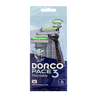 Бритва одноразовая DORCO "PACE3" 3 лезвия 4шт. (1/12) 