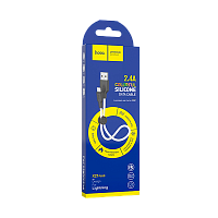 Кабель HOCO X21 Plus USB (m)-Lightning (m) 0.25м 2.4A силикон черный белый (1/30/300)