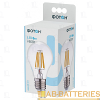 Лампа светодиодная филамент Фотон A60 E27 6W 4000К 100-265V груша прозрачная (1/10/50)