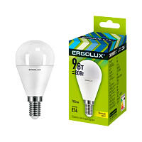 Лампа светодиодная Ergolux G45 E14 9W 3000К 172-265V шар (1/10/100)
