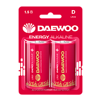 Батарейка Daewoo ENERGY LR20 D BL2 Alkaline 1.5V (2/12/96)