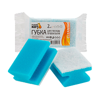 Губка для посуды Рыжий кот Профильная 84х65х38мм 2шт. голубой (1/64)