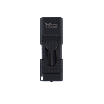 Флеш-накопитель GoPower SLIDER 16GB USB2.0 пластик черный матовый (1/50/1000) 
