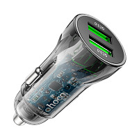 Автомобильное З/У HOCO Z47 2USB 3.0A 20W QC3.0 с кабелем microUSB черный (1/13/130) 