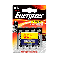 Батарейка Energizer MAX+Power seal LR6 AA BL4 Alkaline 1.5V (4/96) 