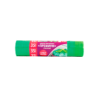 Мешки для мусора Paterra Premium 35л 23мкм ПВД 15шт. с завязками зеленый (1/30)