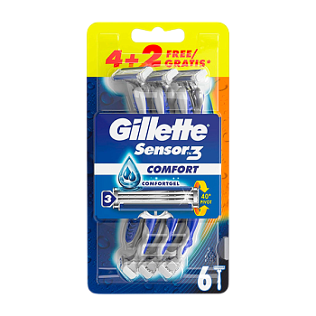 Бритва одноразовая Gillette "Sensor3" Comfort 3 лезвия 4+2шт.