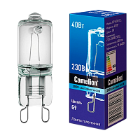 Лампа галогенная Camelion G9 40W 2800К 220-240V капсула прозрачная (1/5/100)