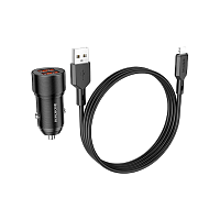 Автомобильное З/У Borofone BZ19B 2USB 18W с кабелем microUSB черный (1/94/376)