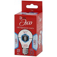 Лампа светодиодная ЭРА A55 E27 8W 4000К 220-240V груша Eco (1/10/100)