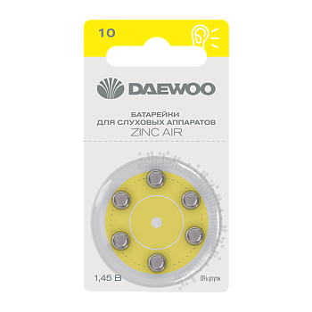 Батарейка Daewoo ZA10 BL6 Zinc Air 1.45V (6/60/600/3000)