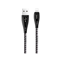 Кабель HOCO U56 USB (m)-Lightning (m) 1.2м 2.4A металл серый (1/28/168)