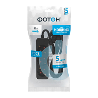 Удлинитель Фотон 16-53Е 3р.С/З 16A 5.0м ПВС 3x1мм² черный (1/20)