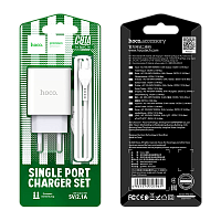 Сетевое З/У HOCO C81A 1USB 2.1A с кабелем Type-C белый (1/23/138)