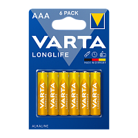 Батарейка Varta LONGLIFE LR03 AAA BL6 Alkaline 1.5V (4103) (6/60/300) 