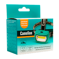 Фонарь налобный Camelion LED53410 3W COB от батареек 3хААA Type-C 3 режима зеленый (1/12/96)