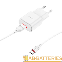 Сетевое З/У Borofone BA48A 1USB 2.1A с кабелем Type-C белый (1/44/176)