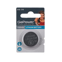 Батарейка GoPower CR2450 BL1 Литиевая 3V (1/40/2000) 